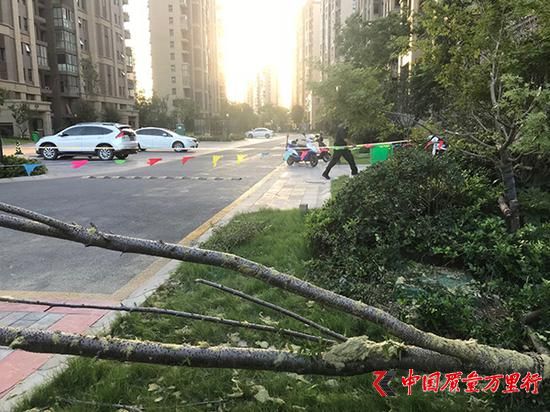 記者準(zhǔn)備離開時(shí),發(fā)現(xiàn)保安在事故現(xiàn)場再拉了一道警戒線。